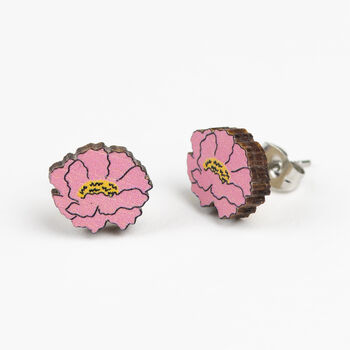 Wooden Peony Earrings, 2 of 3