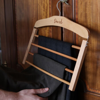 Personalised Wooden Trouser Hanger, 2 of 8
