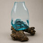 Molten Glass Terrarium On Wood, thumbnail 3 of 5