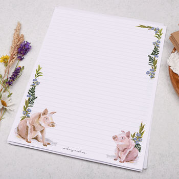 A4 Letter Writing Paper With Pigs And Floral Edge, 3 of 4