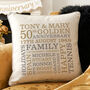 Personalised Golden Anniversary Typographic Cushion, thumbnail 1 of 5