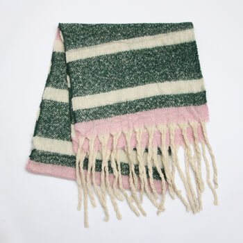 Green And Pink Stripe Heavyweight Scarf, 2 of 5