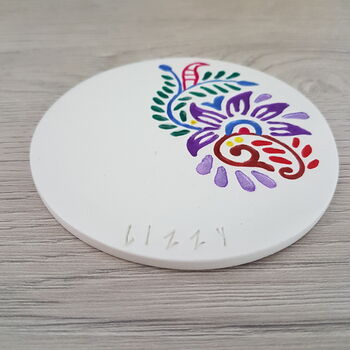 Personalised Bright Floral Clay Coaster, 4 of 5