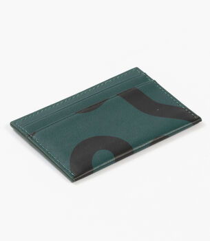 Abstract Swirl Lines Leather Card Holder | Dark Green, 3 of 4