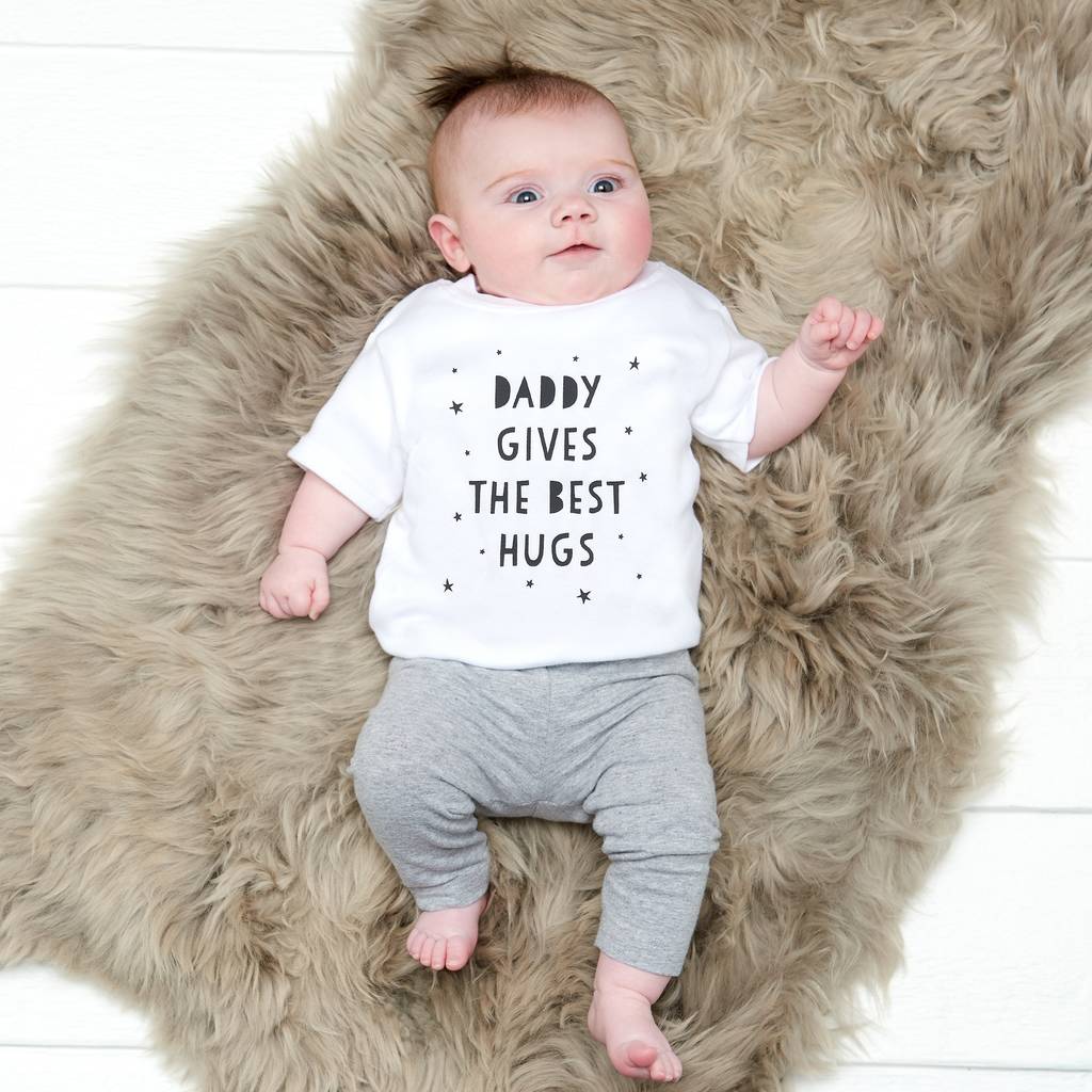 Daddy Gives The Best Hugs Baby Grow By Owl & Otter | notonthehighstreet.com