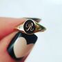 Mini Initial And Diamonds Signet Ring Gold/Silver, thumbnail 2 of 12