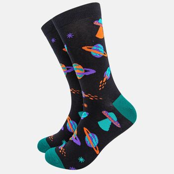 Sci Fi Space Ufos Robots Men's Bamboo Socks Gift Box, 2 of 4