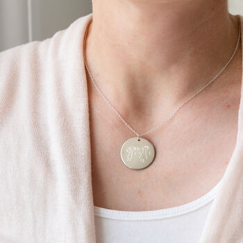 Personalised Silver Engraved Drawing Disc Necklace, 3 of 4