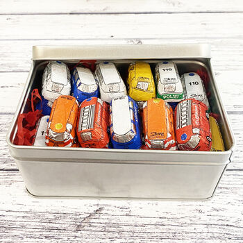 Gift Tin Of Chocolate Camper Vans, 3 of 5