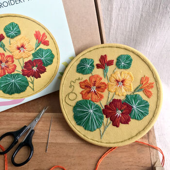 Nasturtium Floral Embroidery Kit, 2 of 8