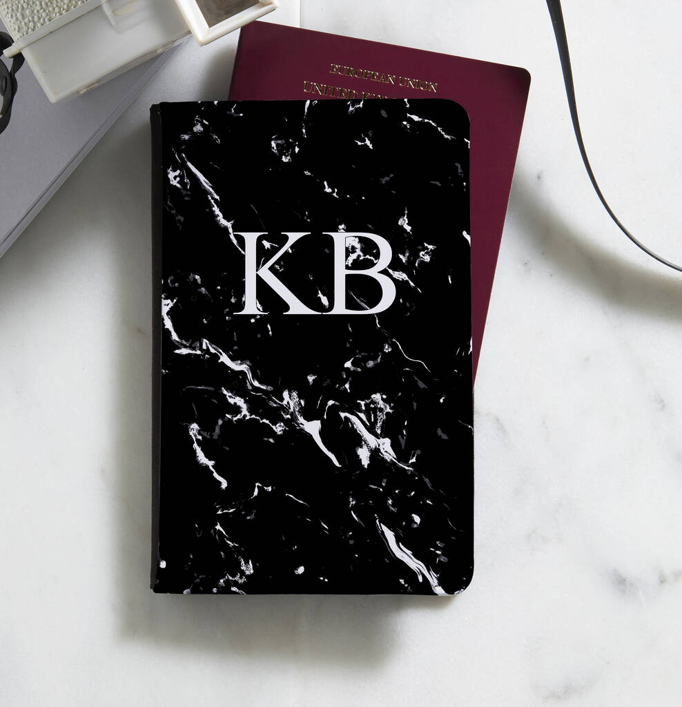 Black Marble Personalised Passport Cover By Koko Blossom