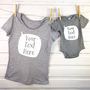 Personalised Speech Bubble Mother And Baby T Shirt Set, thumbnail 1 of 3