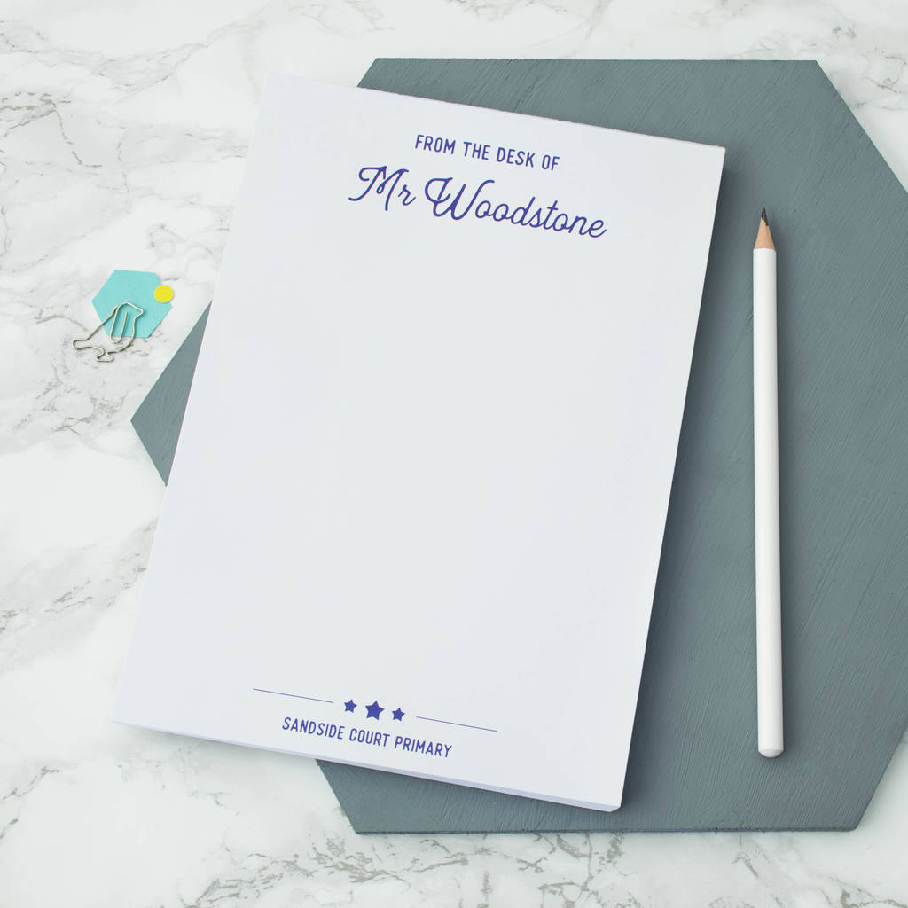 Personalised 'from The Desk Of…' A5 Notepad By Xoxo