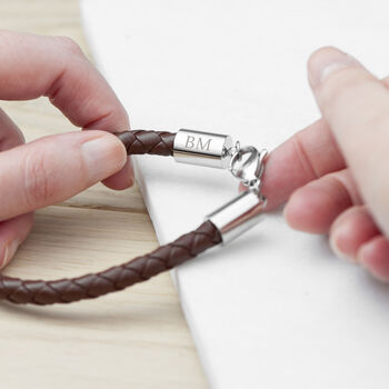 Personalised Sterling Silver Horseshoe Leather Bracelet, 7 of 10