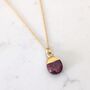 July Birthstone Tumblestone Necklace, Ruby, Gold Plated, thumbnail 4 of 6