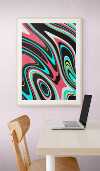 Abstract Wall Art, Pink And Blue Print, 3 of 12