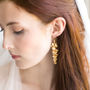 Gold Dust Orchid Bridal Earrings, thumbnail 1 of 5