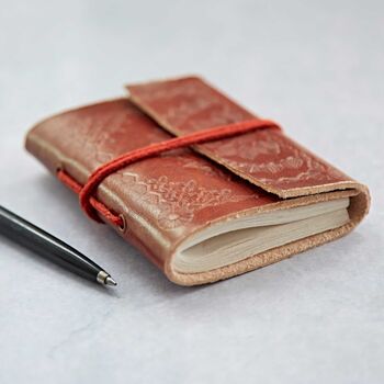 Handmade Mini Distressed Or Embossed Leather Notebook, 4 of 8