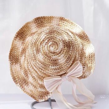 Monaco Cream Rose Ombré Ribbon Bow Straw Hat, 2 of 5