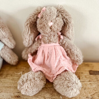 Plush Bunny In Cotton Outfit Soft Toy Children's Easter Gift, 3 of 9