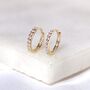 9ct Solid Gold Pave Cz Huggie Hoop Earrings, thumbnail 2 of 7