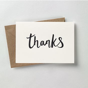 'Thanks' Script Letterpress Thank You Card, 2 of 3