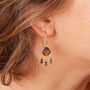 Brown Topaz Cut Gems Gold And Silver Dangly Earrings, thumbnail 1 of 11