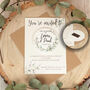 Botanical Wreath Wedding Invitation Magnet, thumbnail 1 of 3