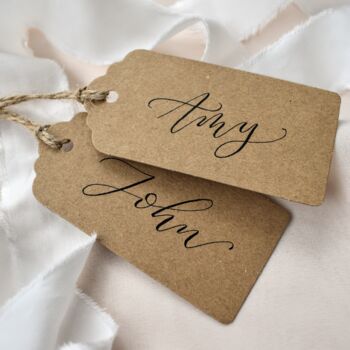 Personalised Calligraphy Place Name Card Tags X 10, 5 of 6