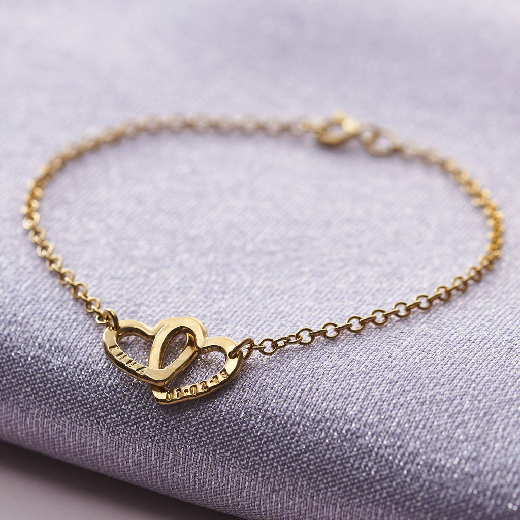 Personalised Double Heart Names Bracelet By Posh Totty Designs ...