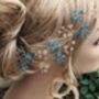 Blue And Blush Pink Crystal Bridal Hair Vine, thumbnail 9 of 9