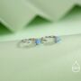 Minimalist Opal Huggie Hoop Threader Earrings In Sterling Silver, thumbnail 3 of 12