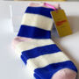 100% Cashmere Bold Blue Stripe Socks, thumbnail 7 of 10