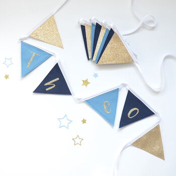 Personalised Navy And Gold Felt Bunting, 6 of 7
