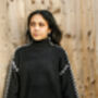 Black Chunky Topstitch High Neck Jumper, thumbnail 3 of 4