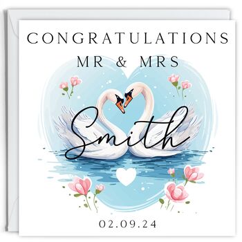 Personalised Swan Wedding Couple Card, 2 of 2