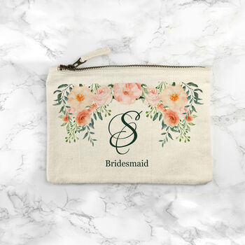 Monogrammed Floral Makeup Bag, 4 of 12