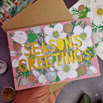 Seasons Greetings Floral Papercut Christmas Card, 3 of 8