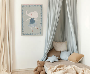 Ballerina Elephant Nursery Art Print, 3 of 4