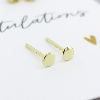 Mini Gold Plated Sterling Silver Disc Stud Earrings, 2 of 5