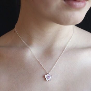 Silver Blossom Birthstone Necklace, 8 of 8