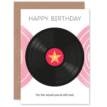 Pink Vinyl For The Record Happy Birthday Card, 2 of 4