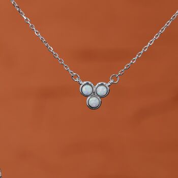 Tiny Opal Trio Pendant Necklace, 9 of 12