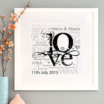 Personalised Wedding or Engagement LOVE Art, 9 of 10