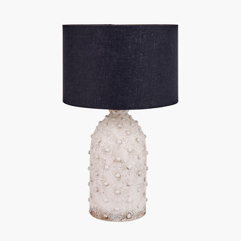 Textured Dot Light Grey Stoneware Table Lamp With Shade, 2 of 7