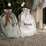 Personalised Green Gingham Gift Sack Velvet Bow, thumbnail 3 of 5