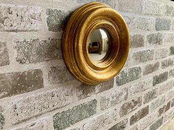 19cm Gold Convex Wall Mirror Porthole Fisheye Design, 7 of 8