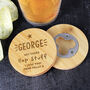 Engraved Star Bamboo Bottle Opener Coaster, thumbnail 4 of 4