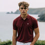Organic Cotton Penzance Pirate Burgundy Polo Shirt, thumbnail 1 of 7