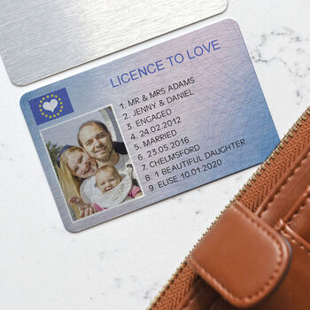 Personalised Licence To Love Metal Wallet Card, 3 of 7